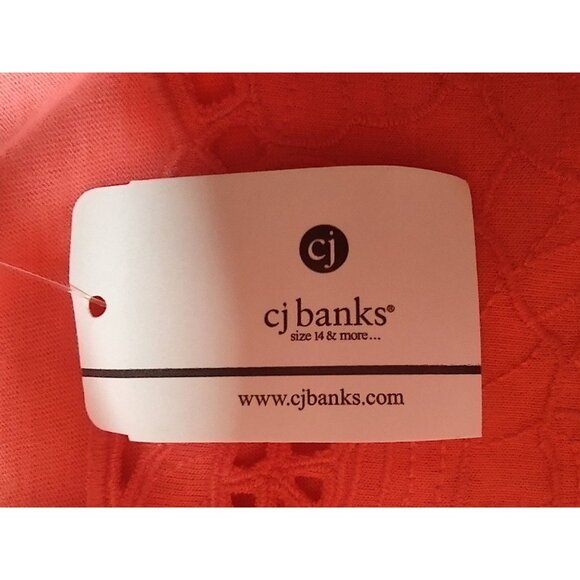 CJ Banks Scalloped Neck Short Sleeve Coral Cotton and Modal Top Size 14W NWT - Picture 6 of 9